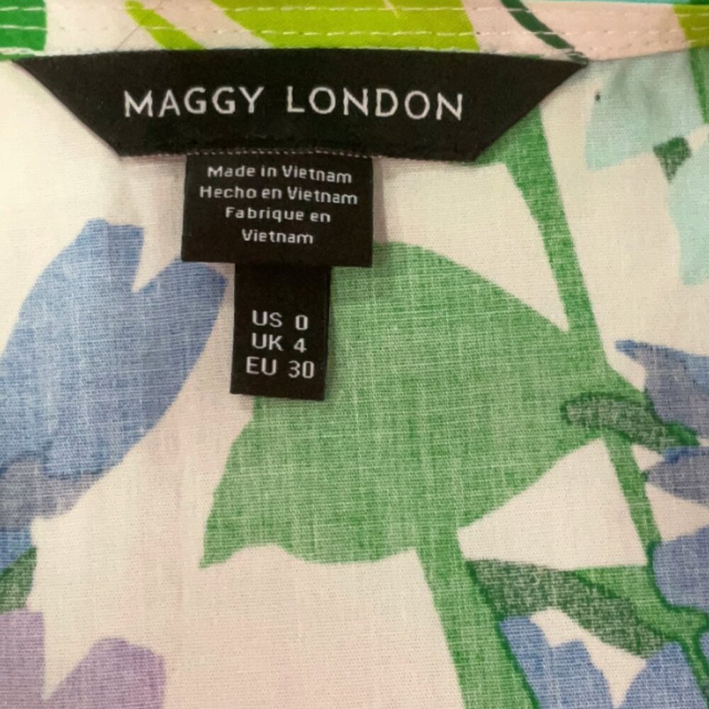 Maggie London Vibrant Floral Midi Dress - Size 0 - Like New - Picture 9 of 10